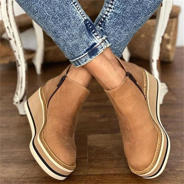 Women's Wide-Fit Wedge Ankle Boots Cushioned