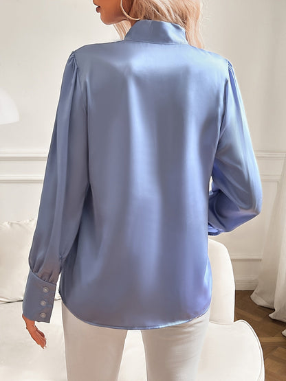 Women's Puff-Sleeve Bow Collar Blouse