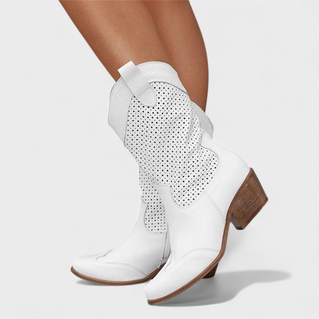 Women's Mid-Calf Suede Cowboy Boots Lightweight