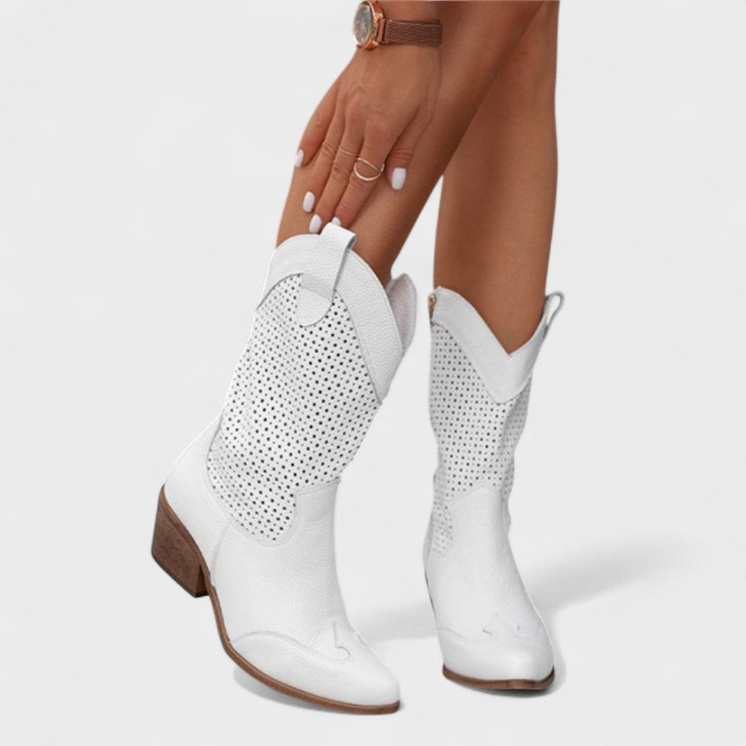 Women's Mid-Calf Suede Cowboy Boots Lightweight
