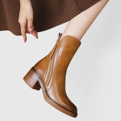 Women's Faux Leather Heeled Ankle Boots