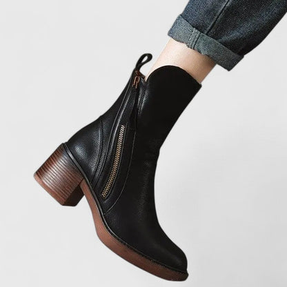 Women's Faux Leather Heeled Ankle Boots