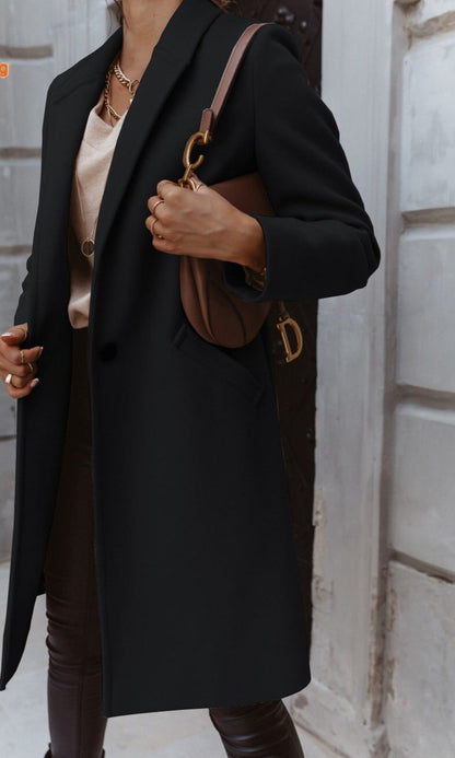 Women's Waterproof Formal Long Coat Button-Front