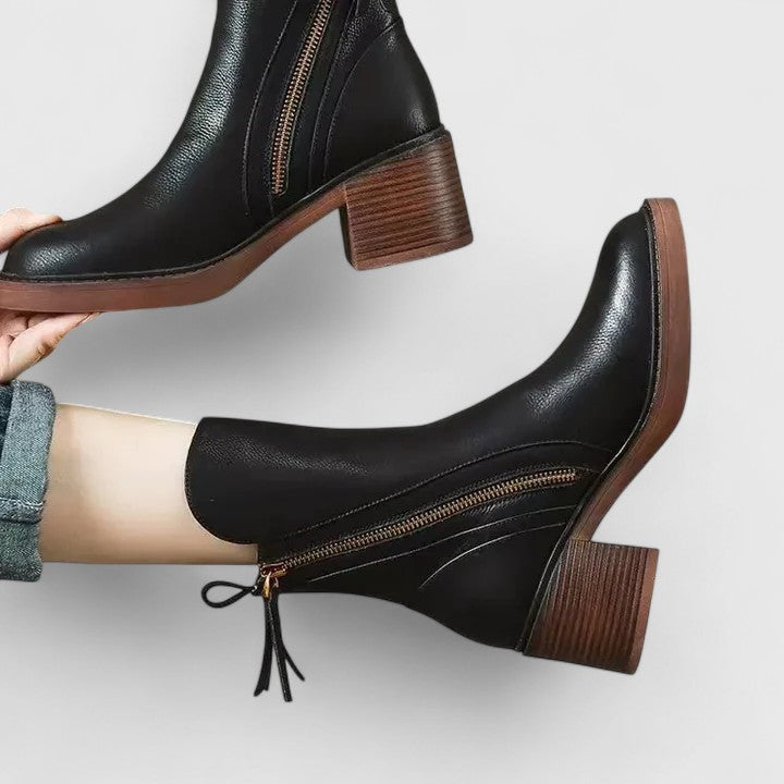 Women's Faux Leather Heeled Ankle Boots