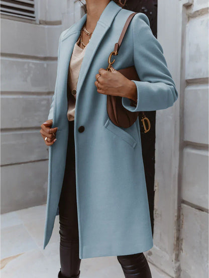 Women's Waterproof Formal Long Coat Button-Front