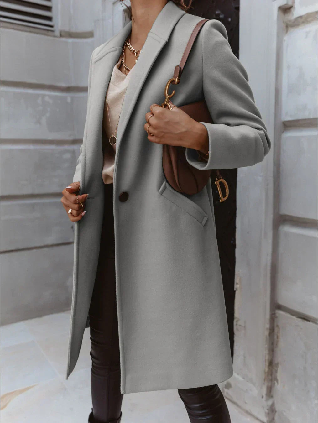 Women's Waterproof Formal Long Coat Button-Front
