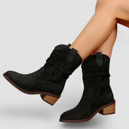 Women's Suede Cowboy Ankle Boots