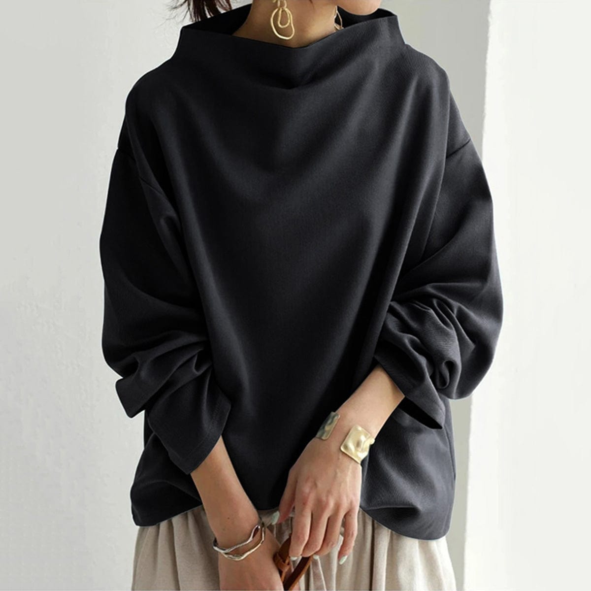 Women's High-Neck Long-Sleeve Top