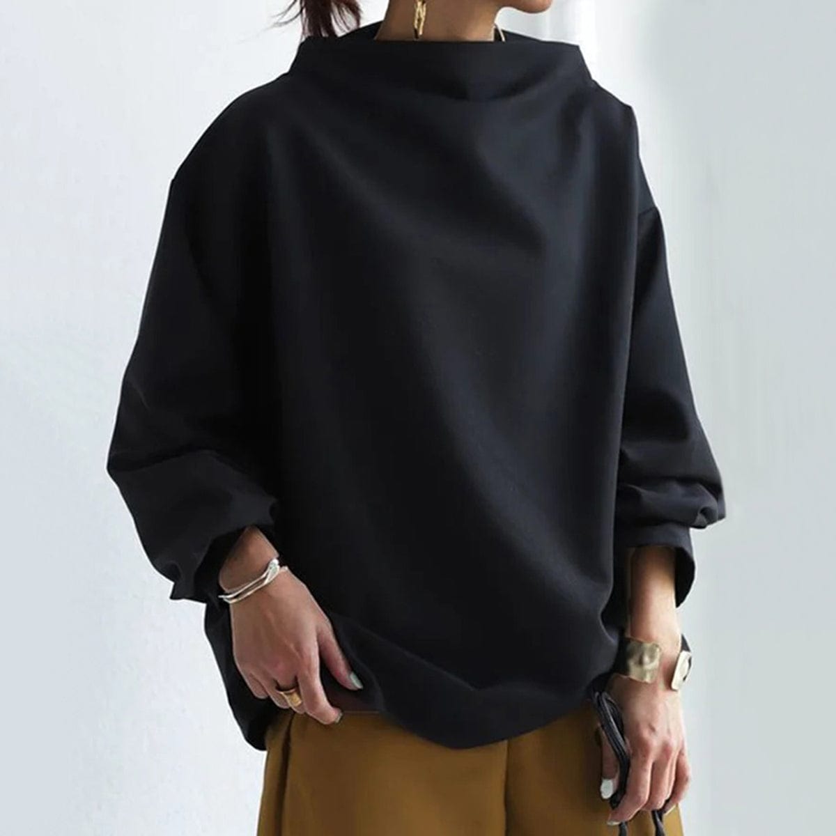 Women's High-Neck Long-Sleeve Top