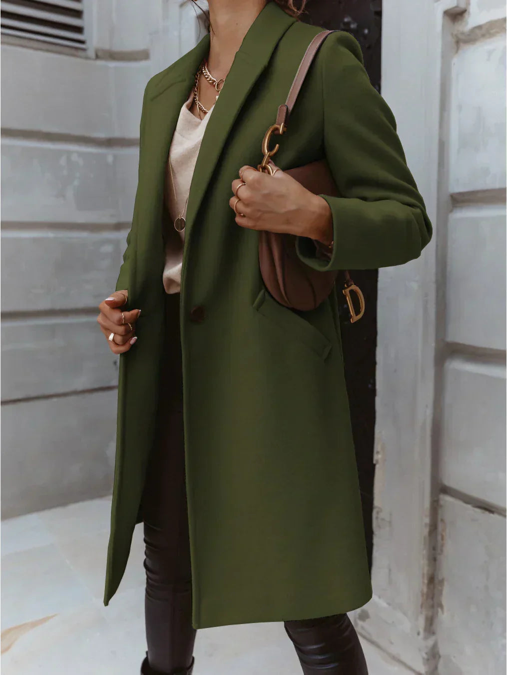 Women's Waterproof Formal Long Coat Button-Front
