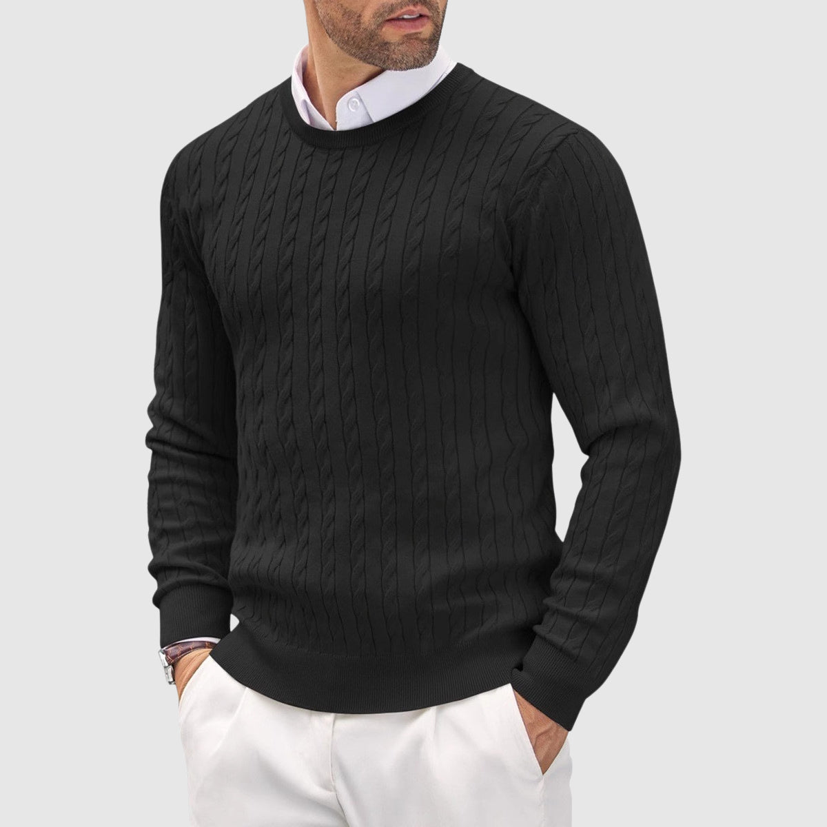Men's Cable Knit Jumper Slim-Fit