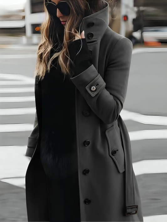 Women's Belted Long Winter Trench Coat