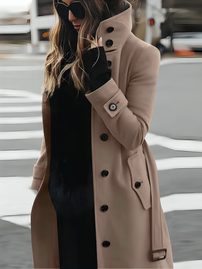 Women's Belted Long Winter Trench Coat