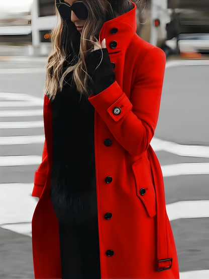 Women's Belted Long Winter Trench Coat