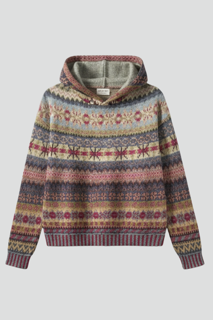 Women's Patterned Ribbed-Cuff Hoodie
