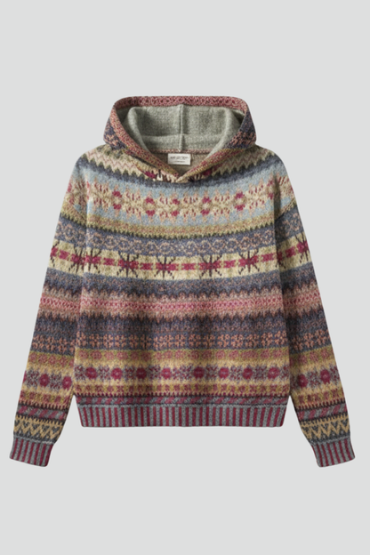 Women's Patterned Ribbed-Cuff Hoodie