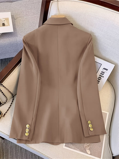 Women's Tailored Double-Breasted Suit Blazer Pockets