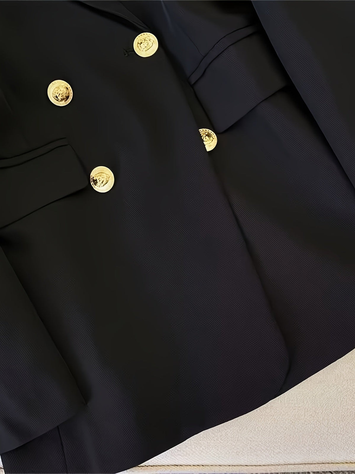 Women's Tailored Double-Breasted Suit Blazer Pockets