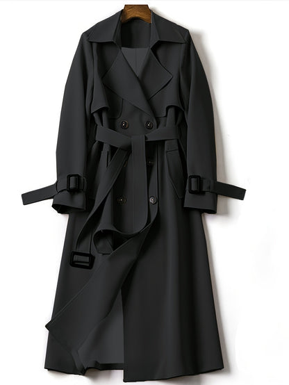 Women's Double-Breasted Belted Long Trench Coat