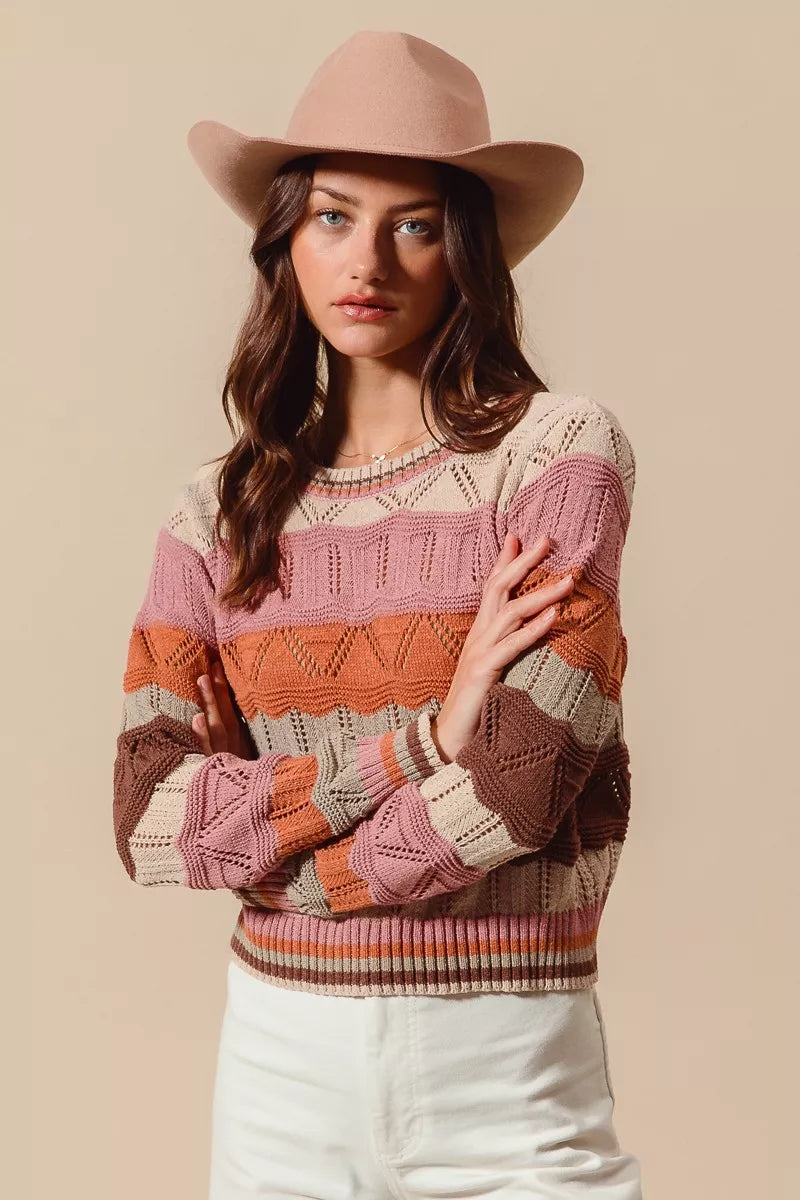 Women's Striped Knitted Jumper Relaxed-Fit