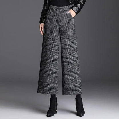 Women's Check Wide-Leg Trousers