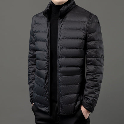Men's Quilted Stand Collar Winter Puffer Jacket Lightweight Slim-Fit