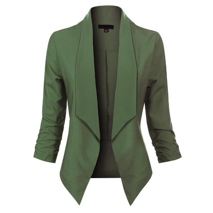 Women's Open-Front Draped Work Blazer