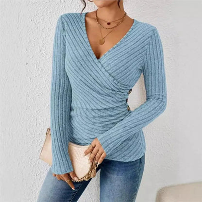 Women's V-Neck Long-Sleeve Top