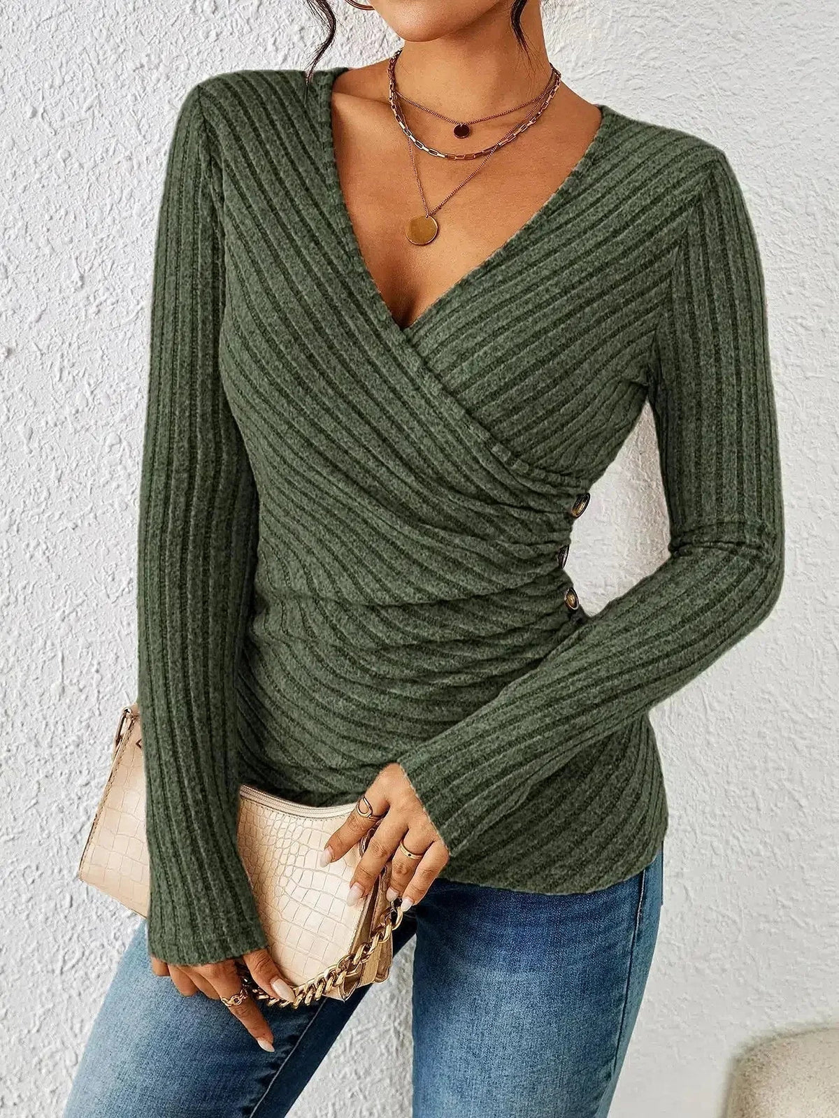 Women's V-Neck Long-Sleeve Top