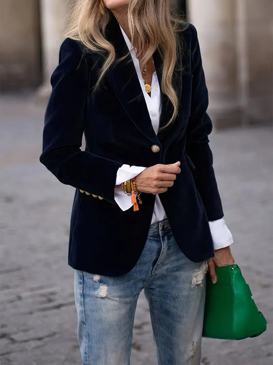 Women's Single-Button Closure Work Blazer