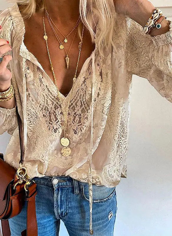 Women's Boho V-Neck Blouse