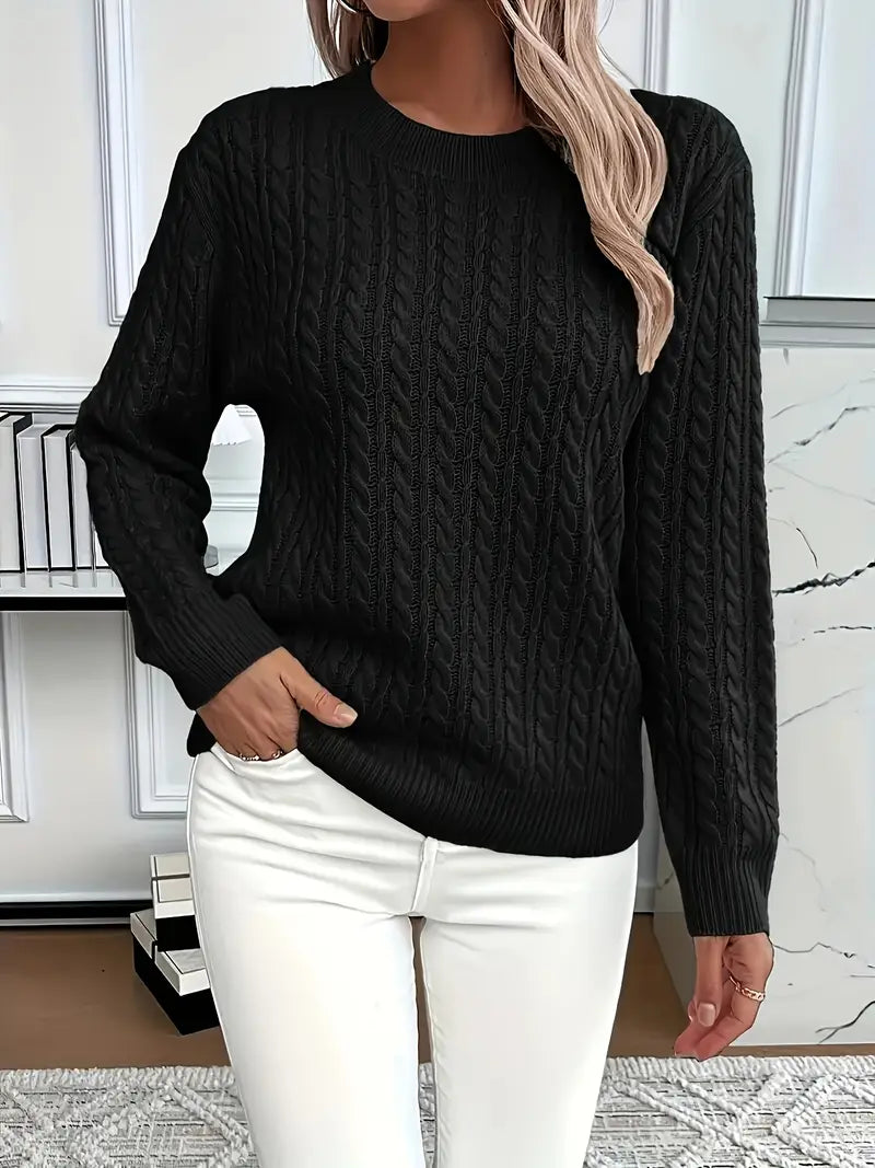 Women's Cable Knit Jumper Relaxed-Fit
