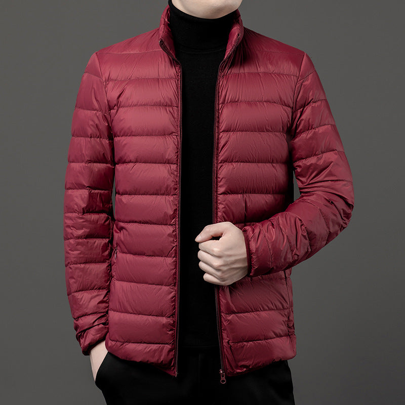 Men's Quilted Stand Collar Winter Puffer Jacket Lightweight Slim-Fit