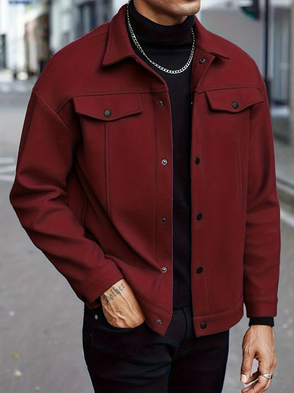 Men's Shirt Jacket Overshirt Pockets Relaxed-Fit