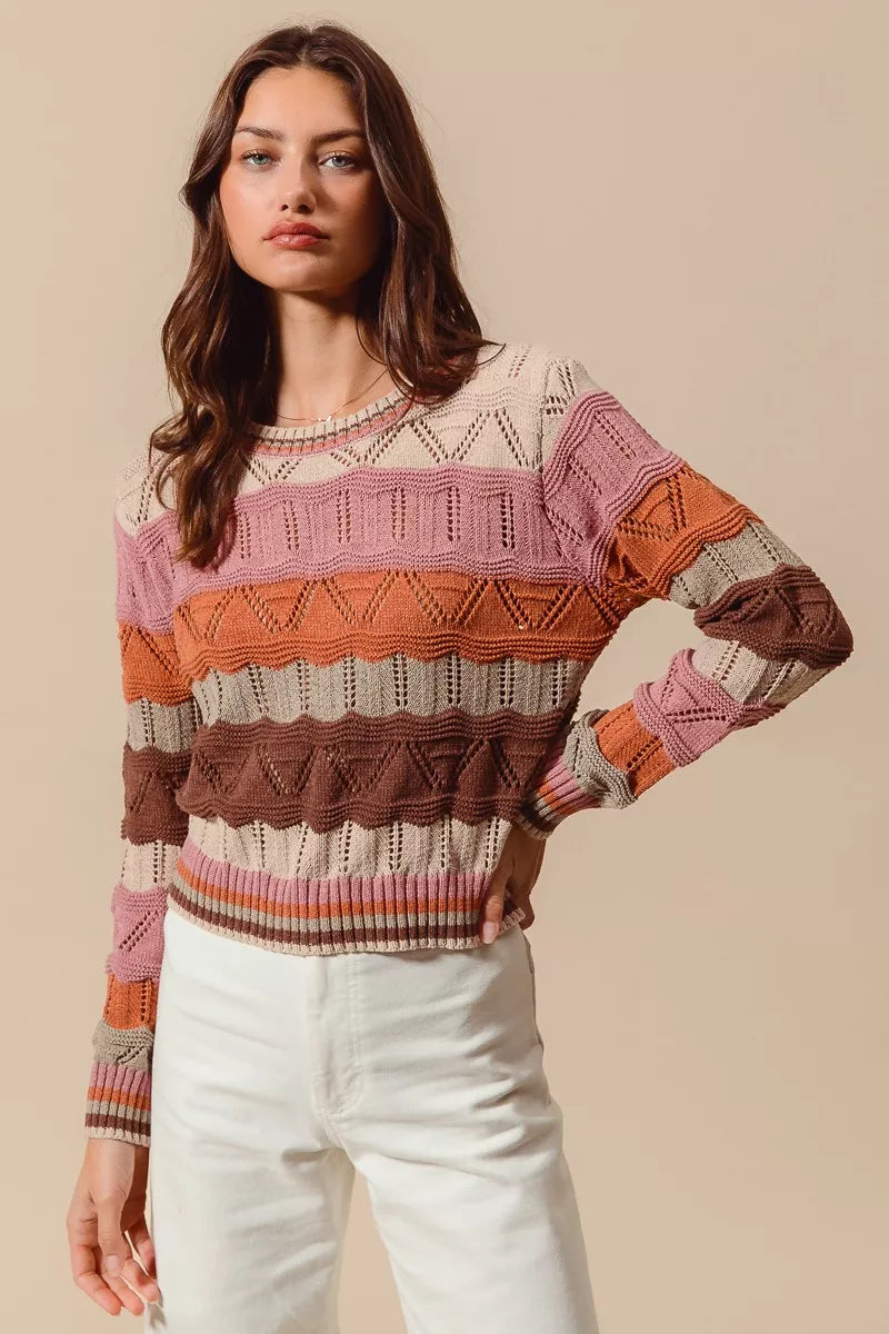 Women's Striped Knitted Jumper Relaxed-Fit
