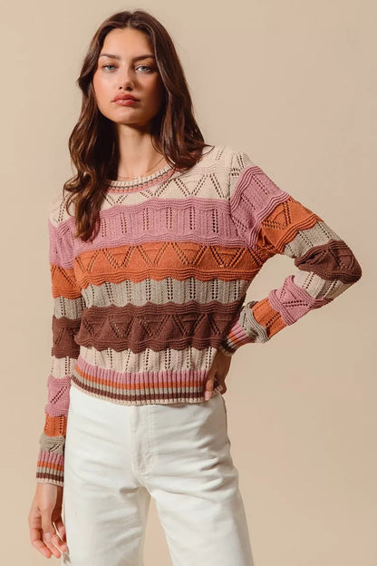 Women's Striped Knitted Jumper Relaxed-Fit