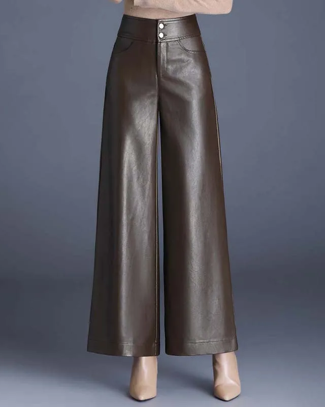 Women's High-Rise Flowing Wide-Leg Trousers