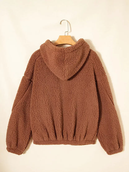 Women's Zip-Up Winter Teddy Jacket Pockets Oversized