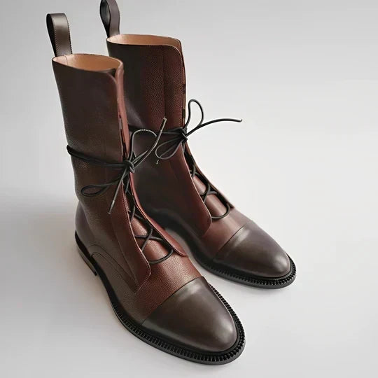 Women's Mid-Calf Lace-Up Boots Raised Sole Cushioned
