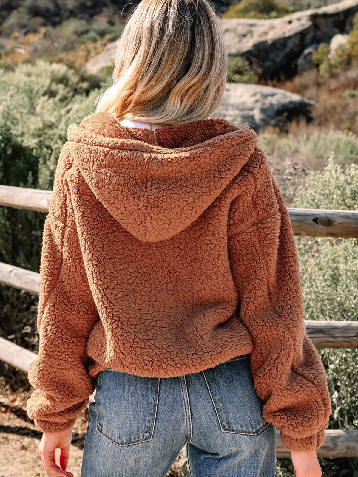 Women's Zip-Up Winter Teddy Jacket Pockets Oversized
