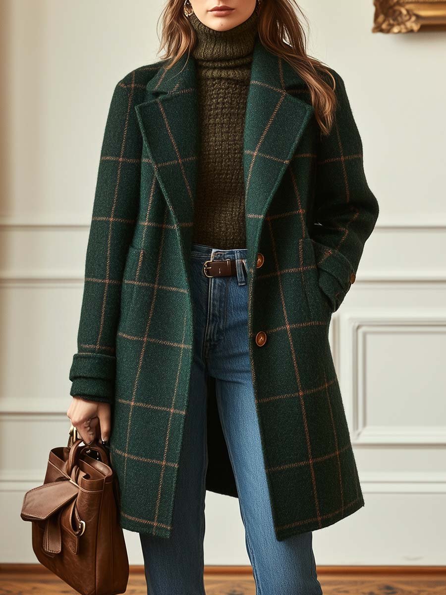 Women's Long Coat Button-Front
