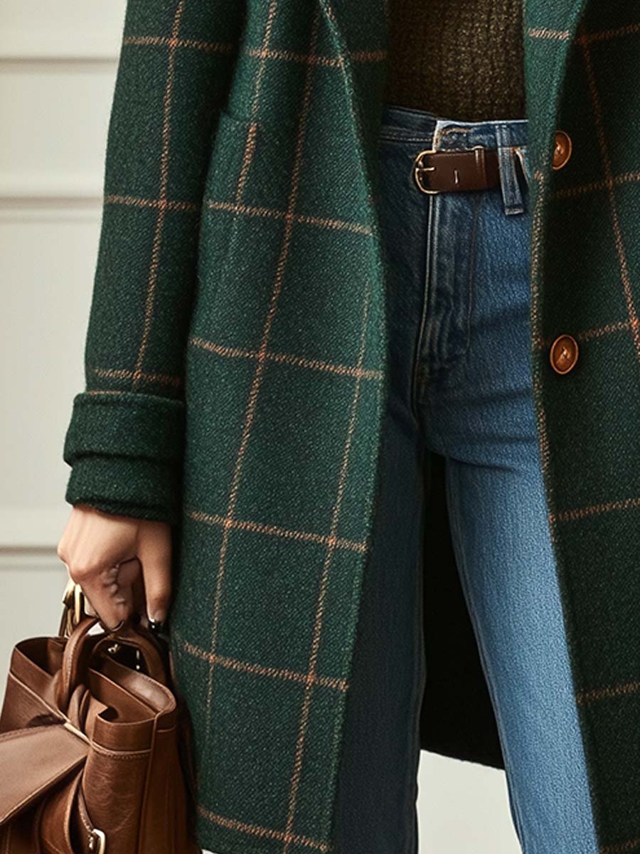 Women's Long Coat Button-Front