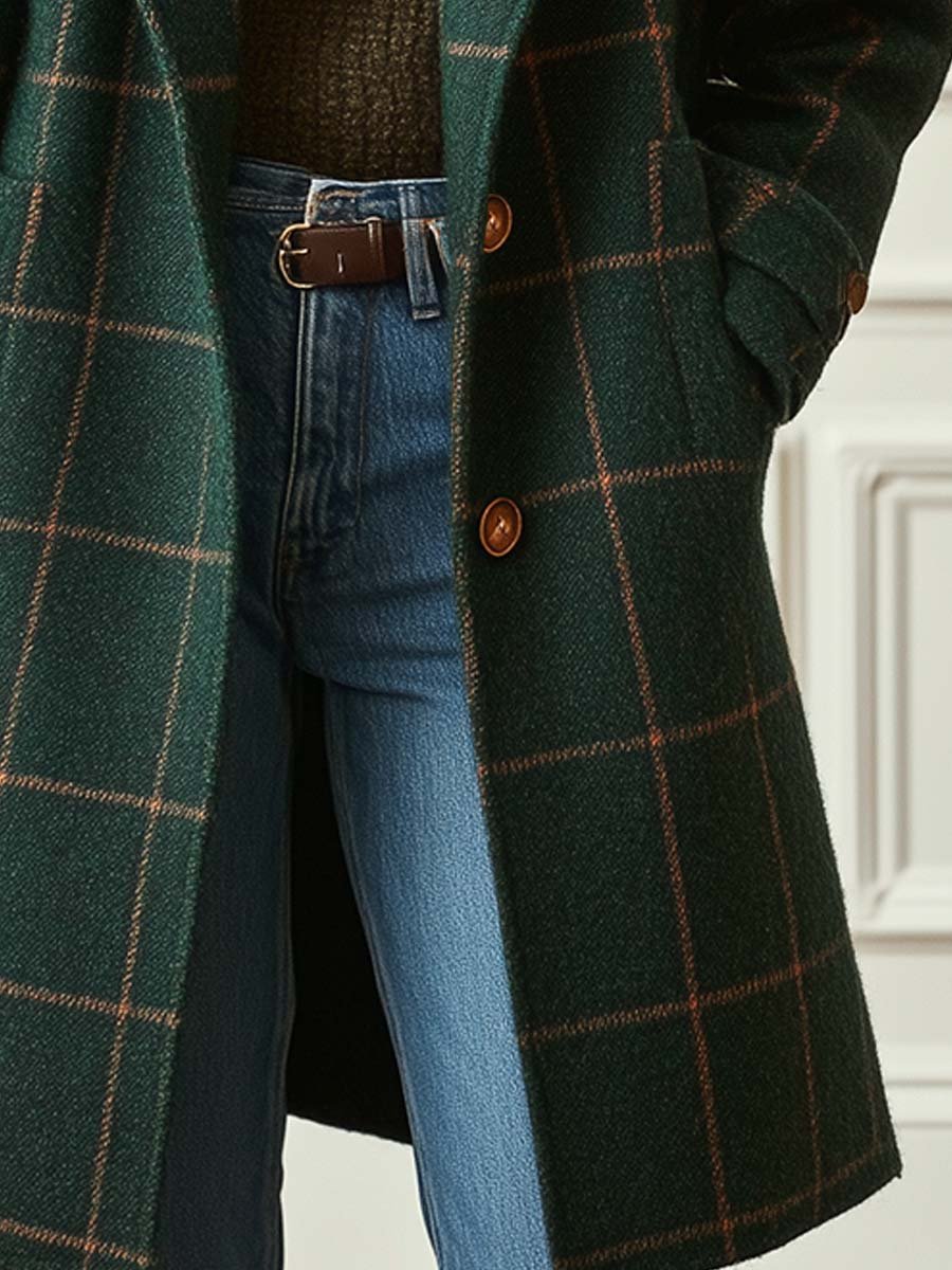 Women's Long Coat Button-Front