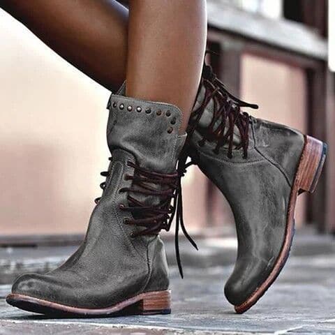 Women's Leather Lace-Up Boots Cushioned