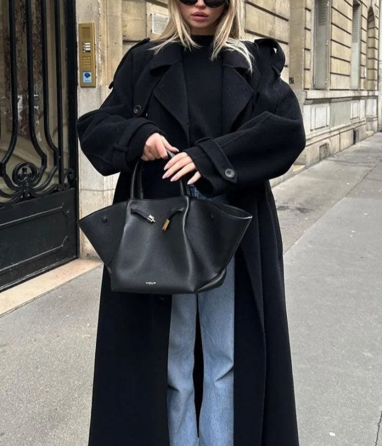 Women's Double-Breasted Long Trench Coat Workwear