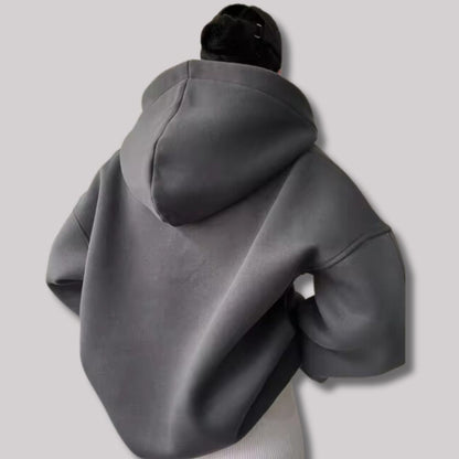 Women's Oversized Notch-Neck Pullover Hoodie