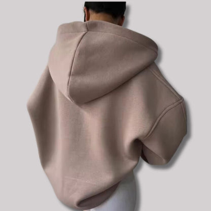 Women's Oversized Notch-Neck Pullover Hoodie