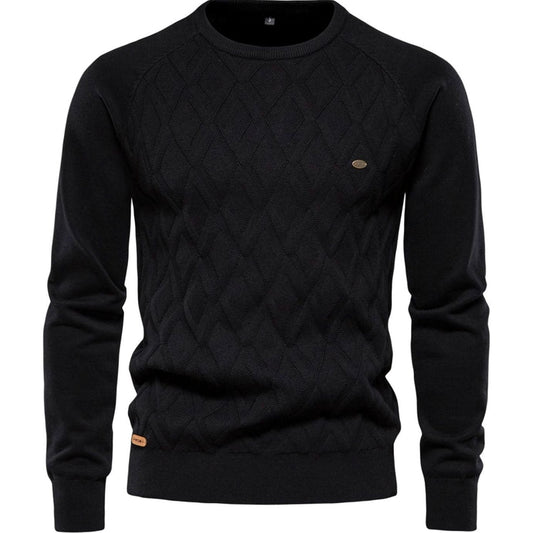 Men's Diamond-Knit Crew-Neck Knitted Jumper