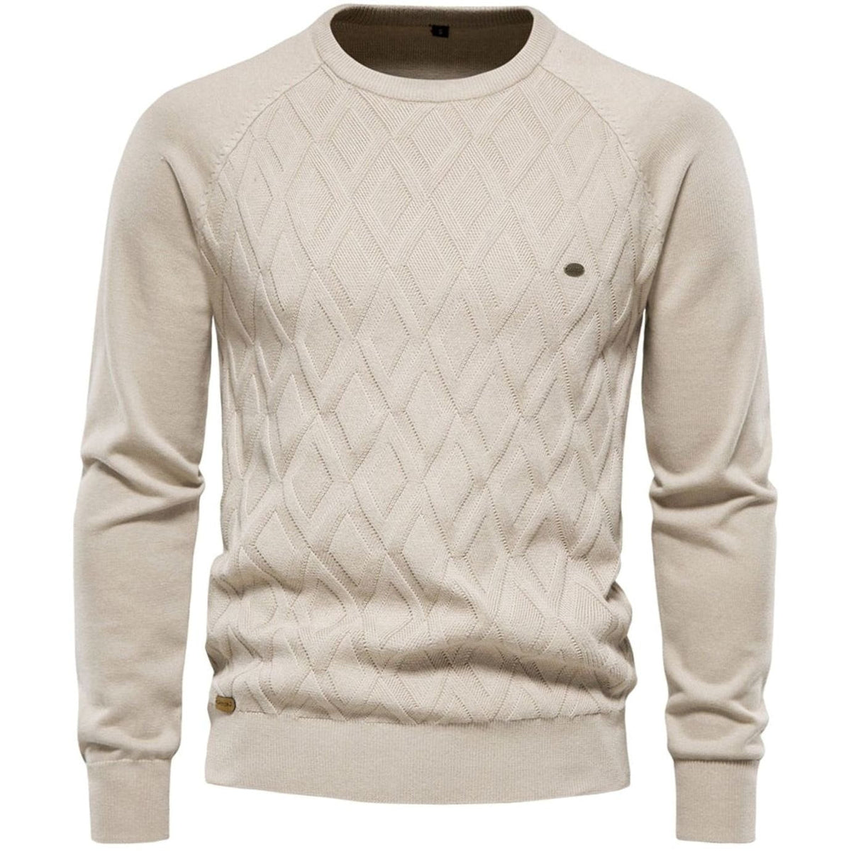 Men's Diamond-Knit Crew-Neck Knitted Jumper