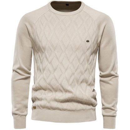 Men's Diamond-Knit Crew-Neck Knitted Jumper